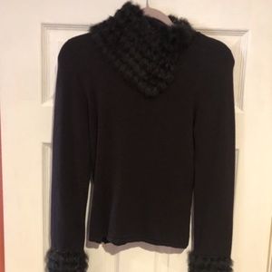 Faux fur trimmed sweater